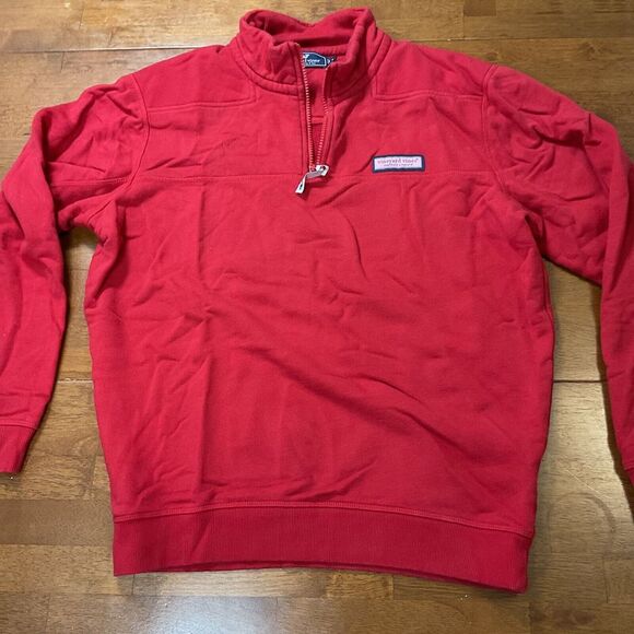 Vineyard Vines Shep Shirt Size Small 1/4 Zip Pullover Sweater Red Shep & Ian - Picture 4 of 11
